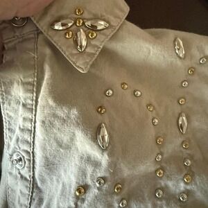 Rhinestone Cowgirl Western Shirt • Studded Y2K Pearl Snap • Vintage Rodeo Top
